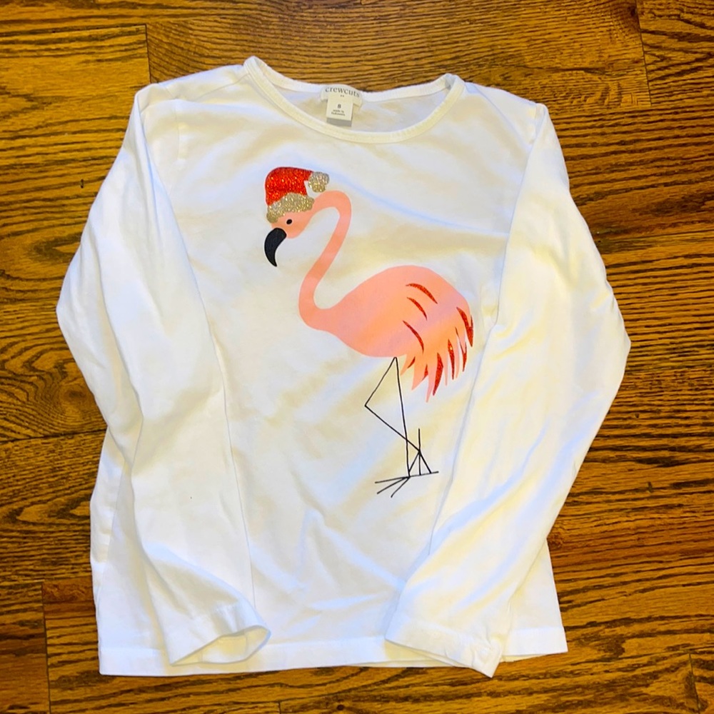 Crewcuts size 8 flamingo santa shirt